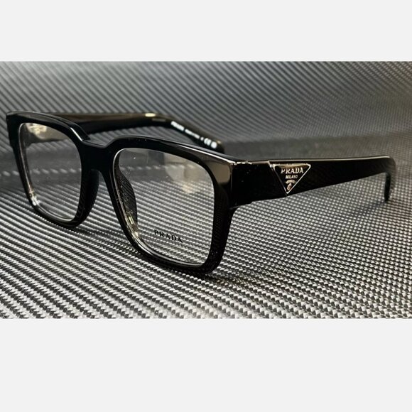 Prada Men's Black Triangle Eyeglasses - Picture 1 of 5